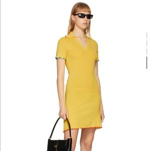 Victor Glemaud Yellow Drop Waist Polo Knit Dress
